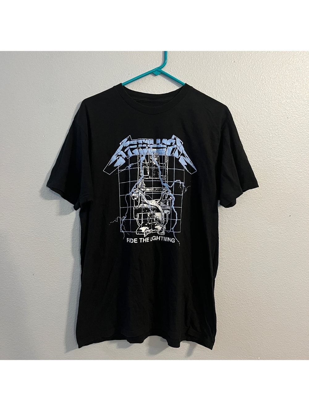 Metallica Ride The Lightning Puff Print T-Shirt Mens XL Black Hot Topic Band Tee